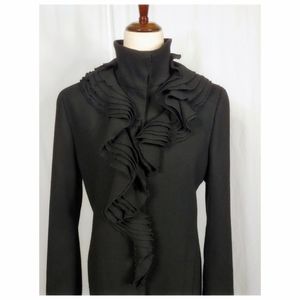 VINTAGE T Tahari Dressy Black Ruffle Coat